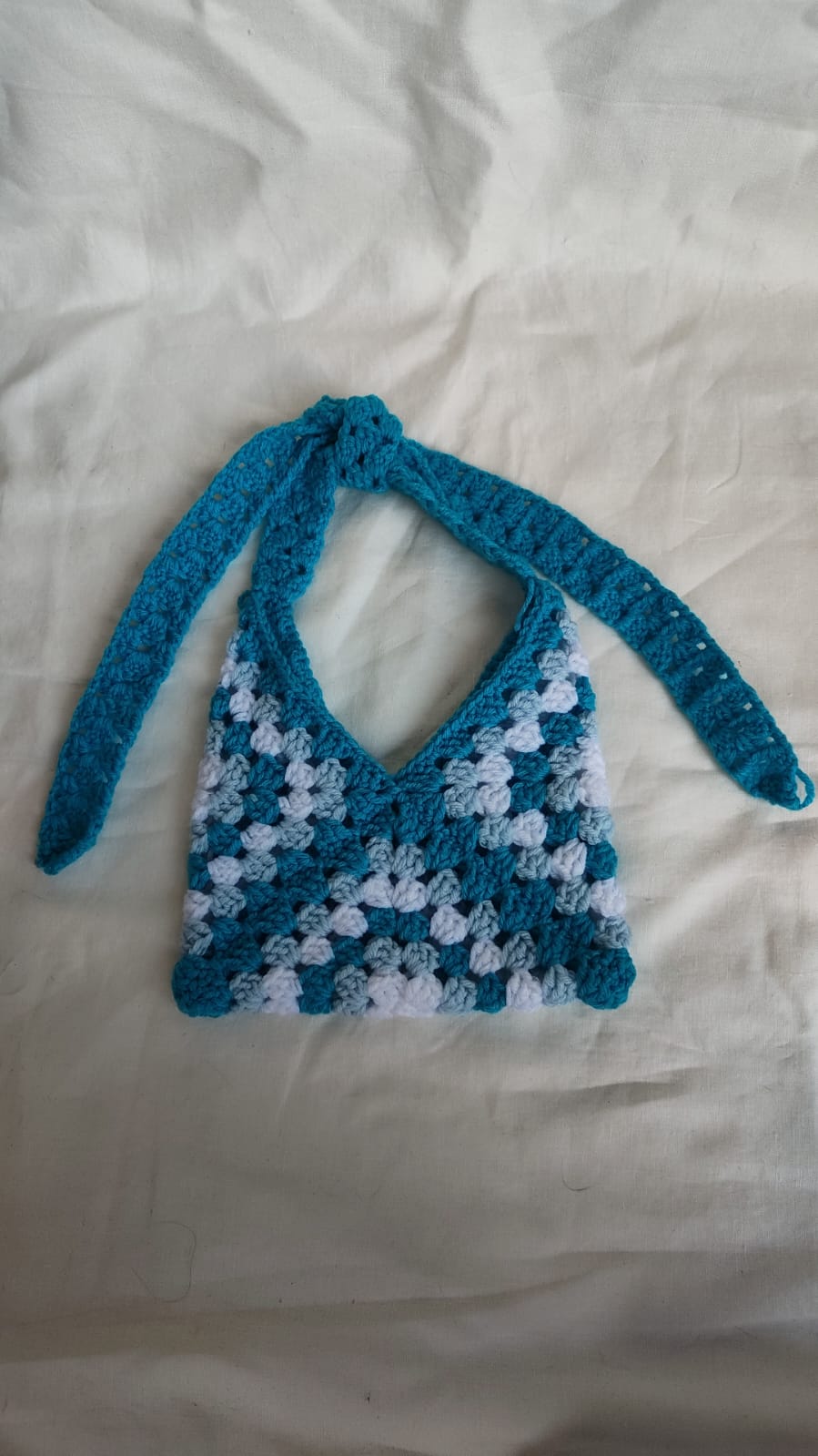 Adjustable Sling Bag Blue- Crochet