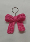 Pink Bow Keychain- Crochet