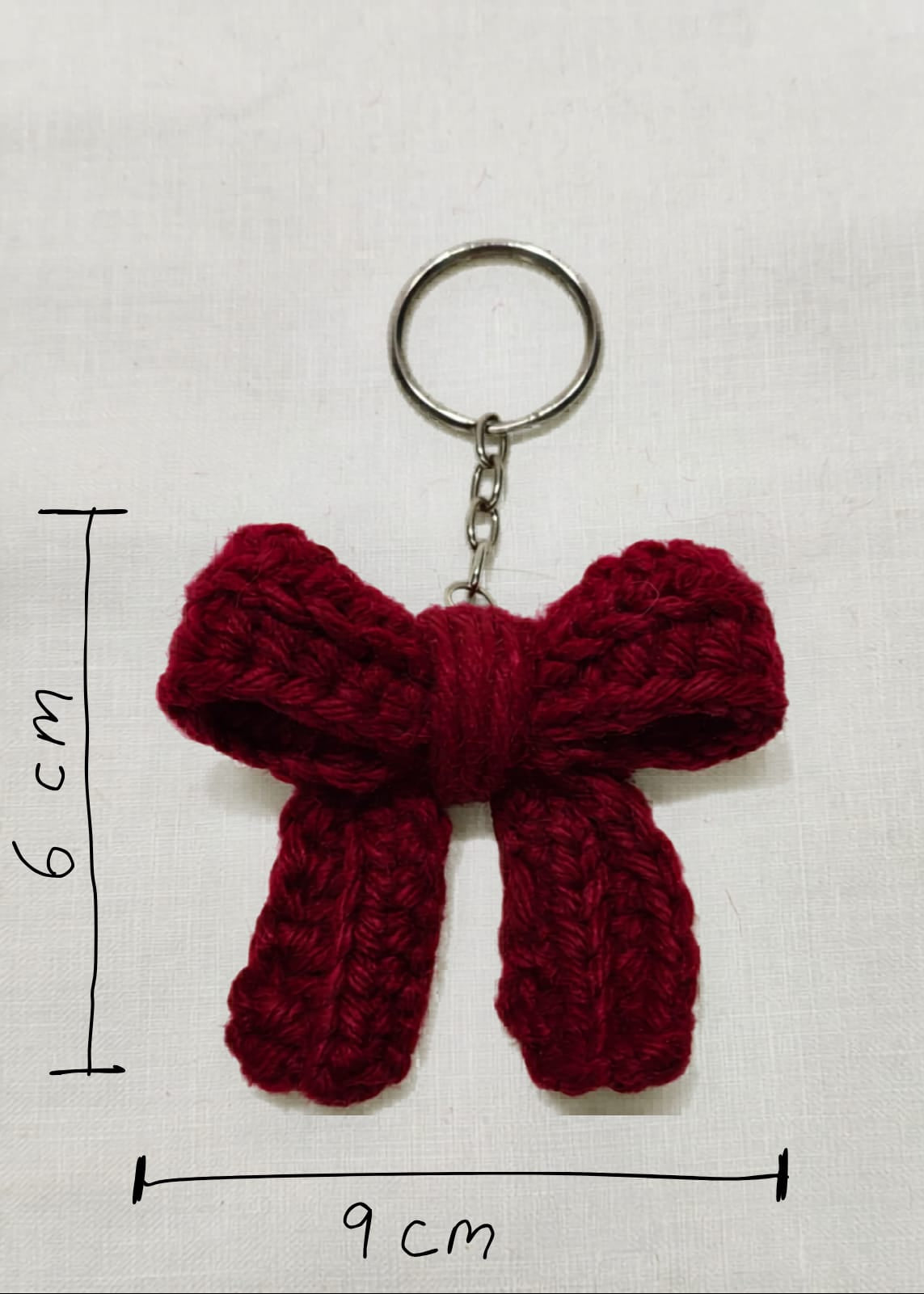 Maroon Bow Keychain- Crochet