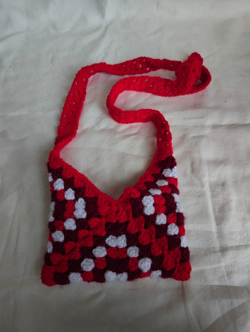 Adjustable Sling Bag Red- Crochet